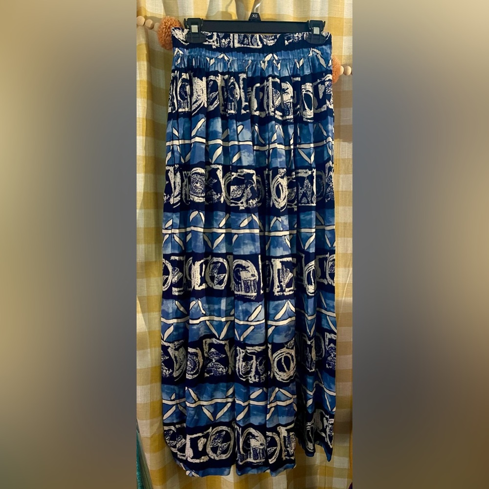 VTG vintage 80’s 90’s medium printed maxi skirt w elastic waist EUC